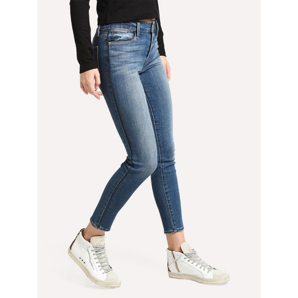 FRAME // le high skinny crop tux side piping super soft stretch denim jeans - Picture 9 of 15